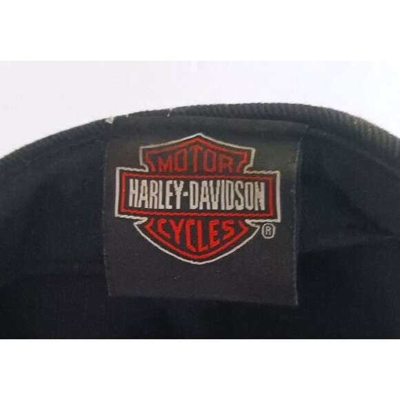Harley Davidson Strapback Blk Twill Hat Flames Bar N Shield Logo - Picture 8 of 8
